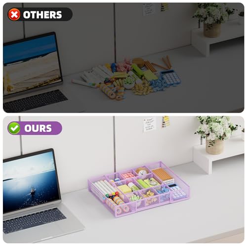 Expandable Desk Drawer Organizer (Expandable-Purple)