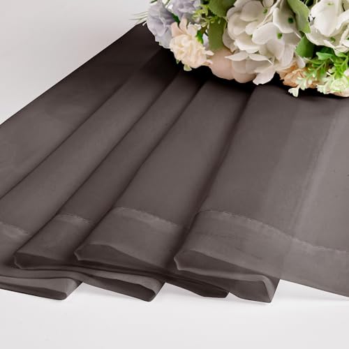 Sheer Valances for Windows 2 Pieces (Chocolate Brown / 42"W x 14"L (Pack of 2))