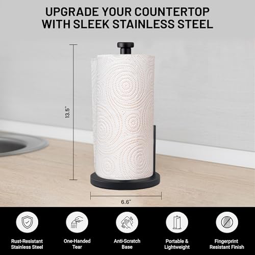 Black Paper Towel Holder Countertop (Matte Black)