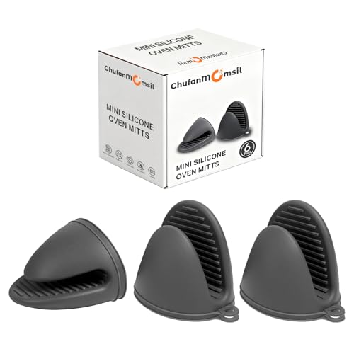 6 Pack Mini Oven Mitts Silicone Pot Holders Heat Resistan for Kitchen (6 Pack / Dark Grey)