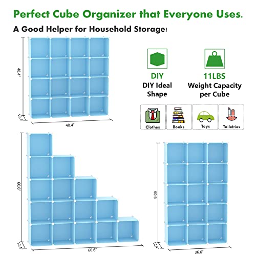16 Cube Storage Organizer Cube Shelves Units Storage Cubes (Blue)