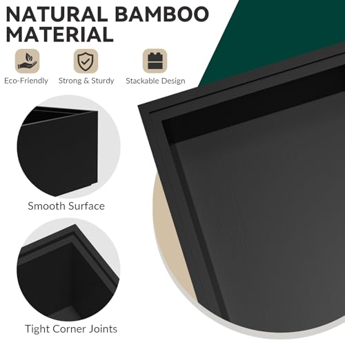 Bamboo Kitchen Drawer Organizer (17 x 6 x 2 Inch / Black)