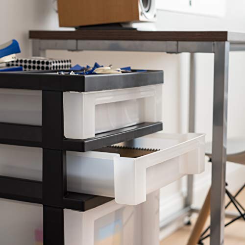 4 Drawer Rolling Storage Cart with Organizer Top (Black / 4 Drawer with Wheels)