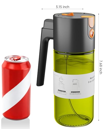 Olive Oil Sprayer & Dispenser for Cooking (Green+Brown Bottle-Black 2PACK)