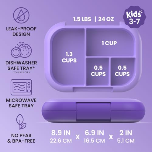 Chill Kids 4 Compartment Bento Box Leakproof Lunch Box (Purple)