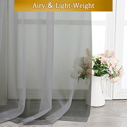Basic Rod Pocket Sheer Voile Window Curtain Panels White 1 Pair 2 Panels 40 Width 54 Inch Long for Kitchen Bedroom Children Living Room Yard (40"W x 54"L (Pack of 2) / Charcoal Grey)