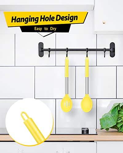 Silicone Cooking Spoons for Nonstick Cookware (Yellow)