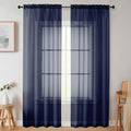Sheer Navy Blue Curtains for Bedroom Living Room 90 Inches Long 2 Panels Set (Navy Blue / 42"W x 90"L (Pack of 2))