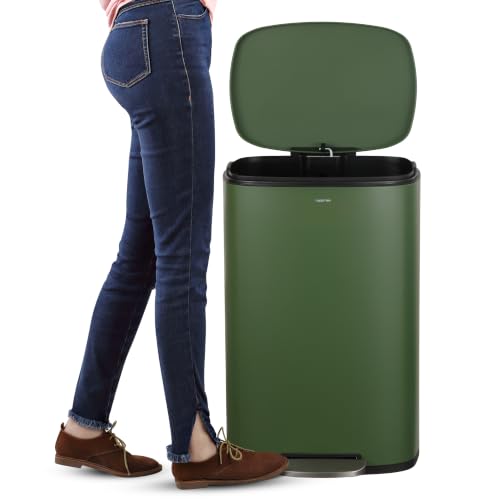Connor 2 Piece Iron Trash Can (Pine Green)
