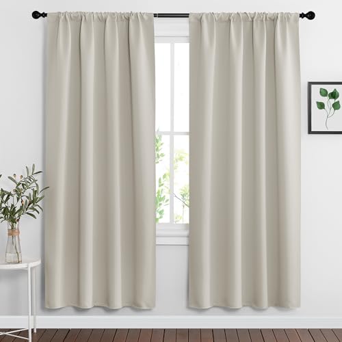 Curtains for Bedroom Living Room Nursery Office 63 inches Long (Natural / 34"W x 63"L (Pack of 2))