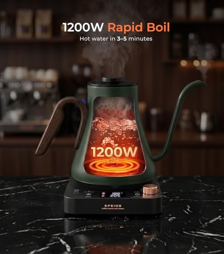 Gooseneck Electric Kettle ±1°F Temperature Control (Green)