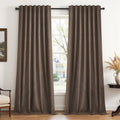 108 Inch Length Linen Curtains Chocolate Brown Curtain 2 Panels for Large Living Room Back Tab 100% Blackout Thermal Insulated Drapes Floor to Ceiling Extra Long Window Drapes 52x108 (Dark Brown / 52"W x 108"L (Pack of 2))