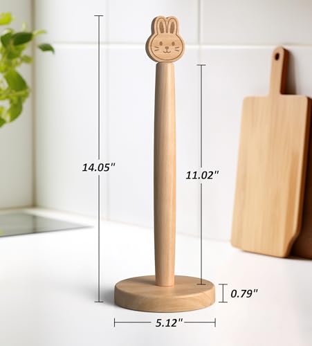 Cute Wooden Paper Towel Holder Countertop (Rabbit / Standard)