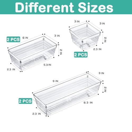 6 Pack Clear Drawer Organizer (6 PACK)