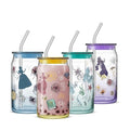 Disney Princess Icon Glass Tumblers with Lids and Straws (Princess)