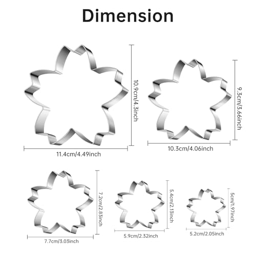 Cherry Blossoms Flower Style Cookie Cutter Christmas Biscuit Cutters New Year’s Day DIY Baking Mold (F-Cherry blossoms)