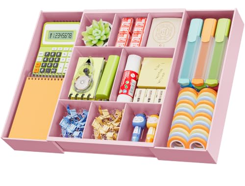 Expandable Desk Drawer Organizer (Pink)