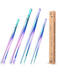 4 Pcs Fine Long Tweezer Tongs Professional Rainbow (Rainbow)