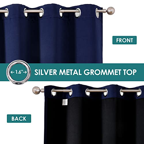 100% Blackout Curtains for Bedroom 120 Inches Long 2 Panels Set (52"W x 120"L (Pack of 2) / Navy Blue)