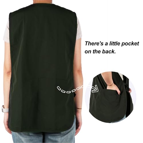 Waterproof Cobbler Apron with 4 Pockets Vest Smock Apron for Men Women Chef Waiter Work (Army Green)