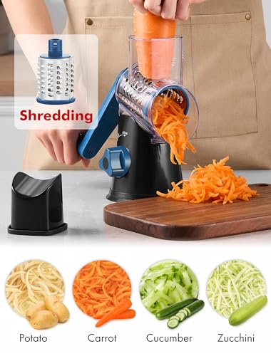 Cheese Grater Hand Crank (Black+Blue / 3 Blades)