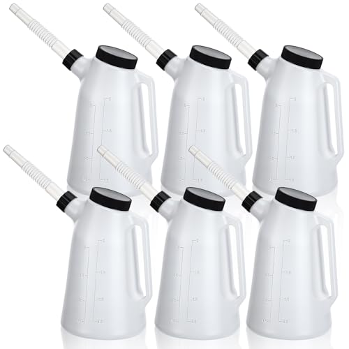 6 Pack 2 Quart Oil Measuring Container Oil Jug for Automotive Fluids (Black / 2 Quart)