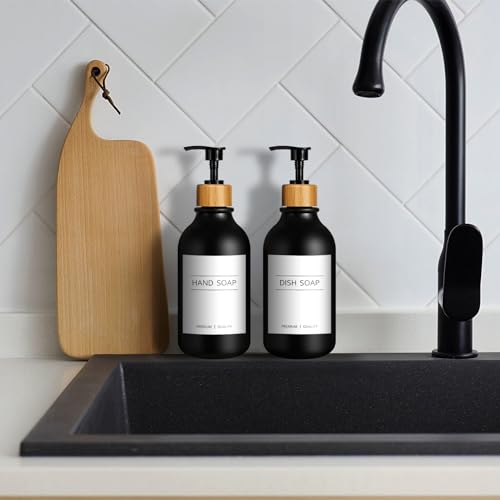 Hand Soap Dispenser Bathroom (Black / 2 Bottles)