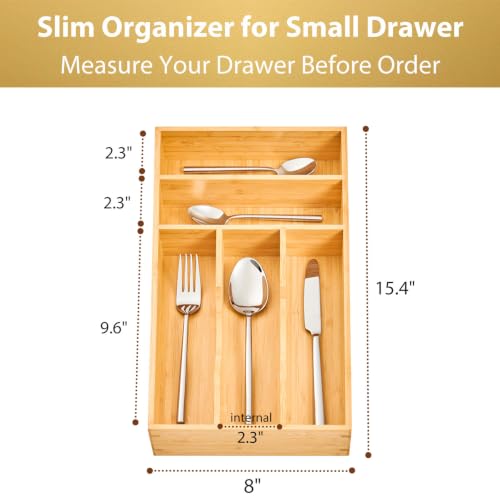 Bamboo Kitchen Drawer Organizer (8 x 15.5 inch (5 Slots))