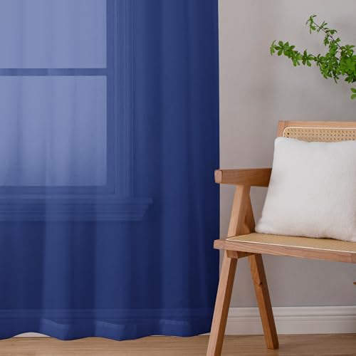 Royal Blue Sheer Valances for Windows (Royal Blue / 42"W x 16"L (Pack of 2))