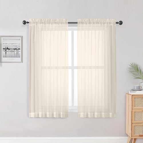 Sheer Curtains (Ivory / 42"W x 50"L (Pack of 2))
