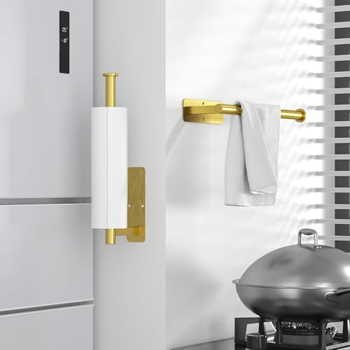 Paper Towel Holder Under Cabinet No Drilling (Gold)