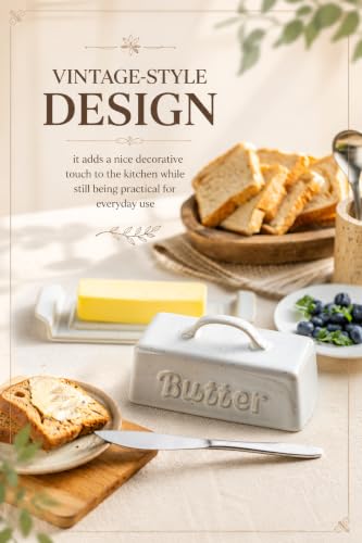 Butter Dish Butter Dish with Lid for Countertop & Refrigerator (Cream White)