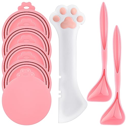 8 Pcs Cat Food Can Covers Lids Set (Pink)