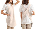 Cotton Cross Back Aprons Solid Color Cooking Kitchen Garden Smock for Women Girls with Pockets (Beige / 37W x 32L)