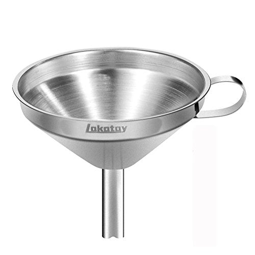 5 Inch Food Grade Stainless Steel Kitchen Funnel with Strainer Filter for Transferring of Liquid Dry Ingredients and Metal Cooking Funnel (1 Pack 5")