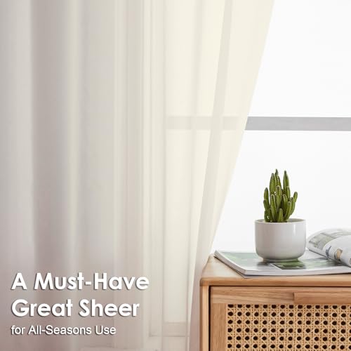 Cream Sheer Curtains 54 Inches Long 2 Panels (Cream / 42"W x 54"L (Pack of 2))