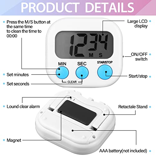 24 Pcs Digital Kitchen Timer Magnetic Timer Bulk On (Classic Color)