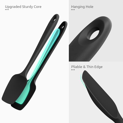Silicone Spoon Spatula Set of 3 (Black)
