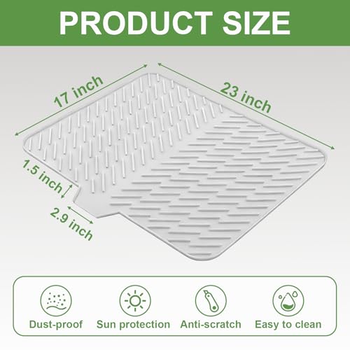 Silicone Dish Drying Mat for Kitchen Counter (Grayish White / 23" x 17")