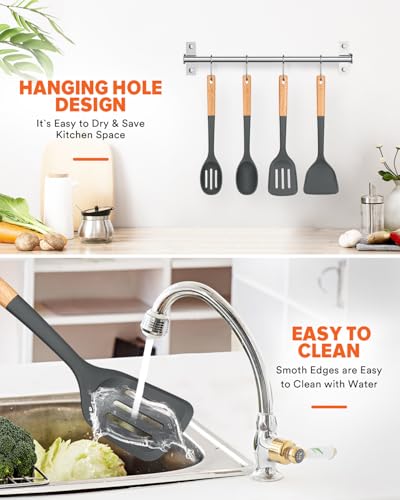 Silicone Cooking Utensils Set (Gray)