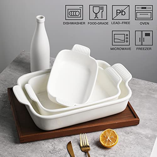 Sweejar Baking Pans Set (White / Smooth baking dish set)