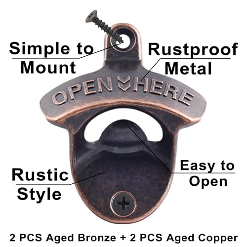 Vintage Wall Mounted Soda Bottle Opener Bronze (Antique Bronze,Antique Copper)