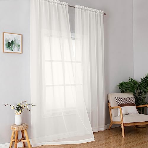 Ivory Sheer Curtains 96 Inches Long (Ivory / 42"W x 96"L (Pack of 2))