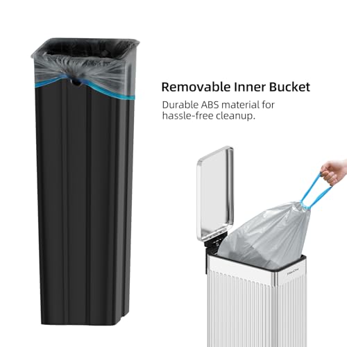 Soft Close Trash Can with lid (Brushed Gray - Slim)