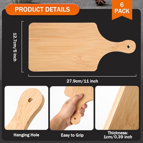 6 Pcs Small Bamboo Cutting Board Bulk 11x5 Inch Personalized Wood Chopping Board Customized Laser Engraving Charcuterie Boards for Wedding Mother's Day Housewarming Present
