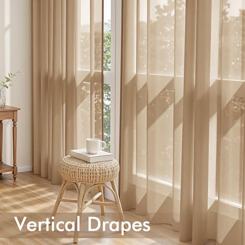 Brown Sheer Curtains 72 Inches Long 4 Panels 54 x 72 Inches (54"W x 72"L (Pack of 4) / Brown)
