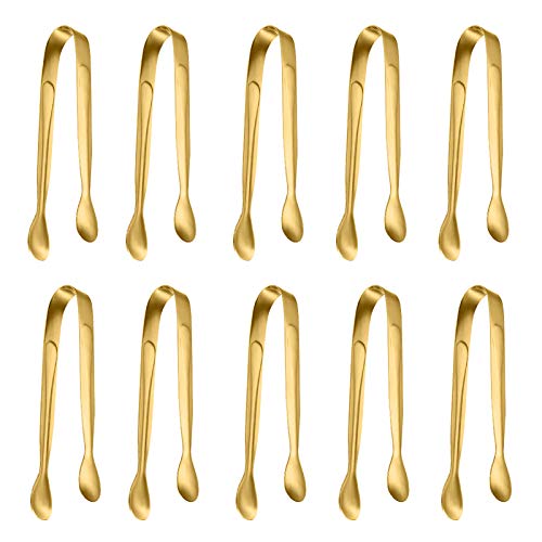 10 Pack Small Ice Tongs Sugar Tongs (Golden)