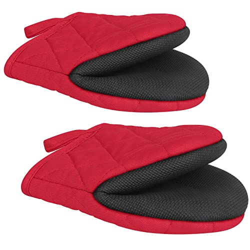 1 Pair Short Oven Mitts (Red)