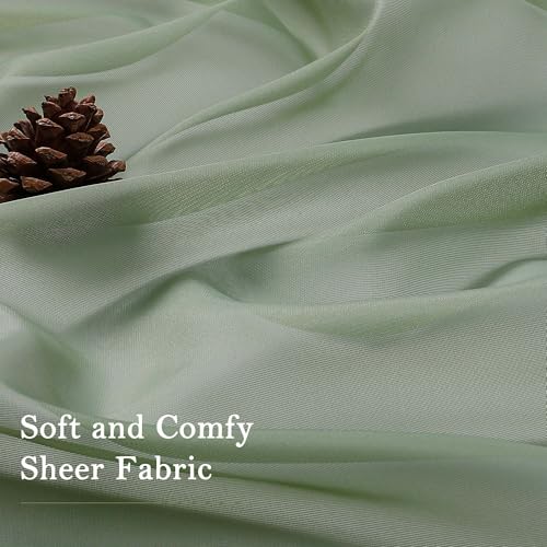 Sage Green Sheer Curtains 108 Inches Long 2 Panels (Sage Green / 59"W x 108"L (Pack of 2))