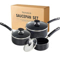 Nonstick Saucepan Set (Black / 1+2+3 sets)